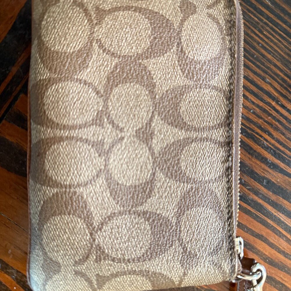 Coach Wristlet Signature Canvas With Leather - image 4